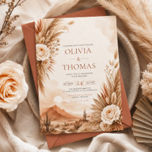 Convite de Casamento Boho Pôr do Sol no Deserto