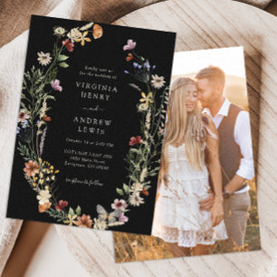 Convite de Casamento Boho Preto