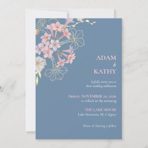 Convite de Casamento Boho Salverforms Rosa Azul Ma