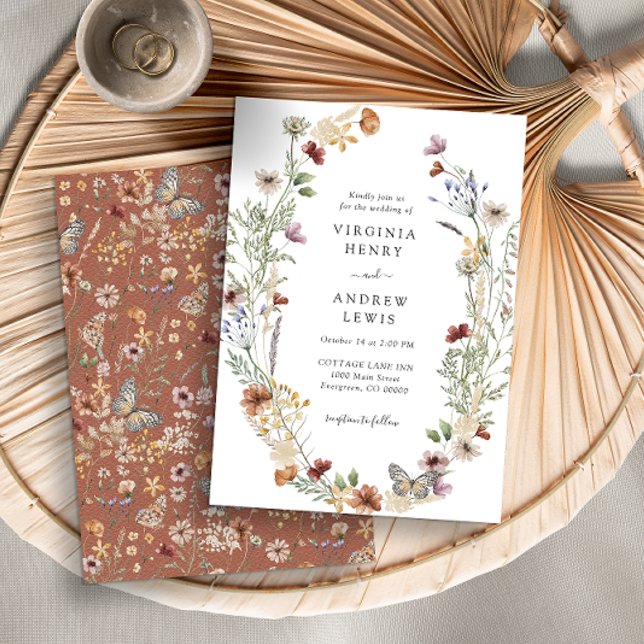 Convite de Casamento Boho Terracota (Criador carregado)