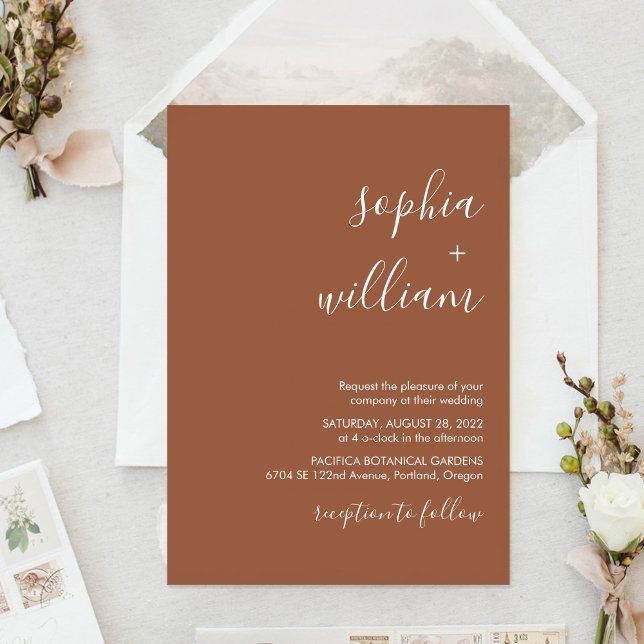 Convite de Casamento Boho Terracota (Criador carregado)