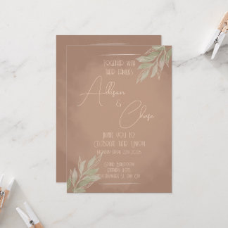Convite de Casamento Boho Terracota com Minimalist