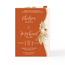 Convite de Casamento Boho Terracota com Pampas de