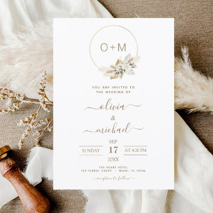 Convite de Casamento Boho Tropical com Grama de Pa