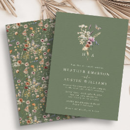 Convite de Casamento Boho Verde Sálvia