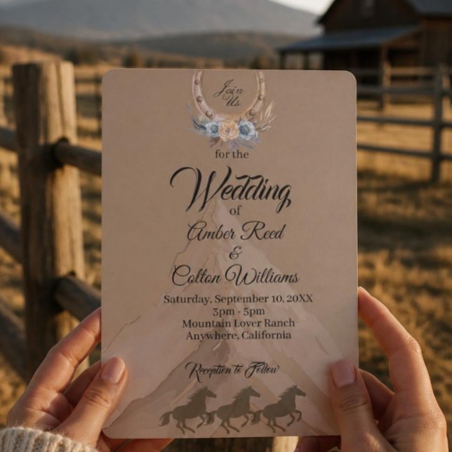 Convite de Casamento Boho Western Montanha (Criador carregado)