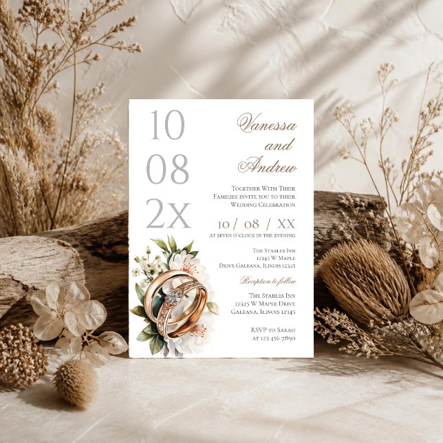 Convite de Casamento Boho Whit Ring (Criador carregado)