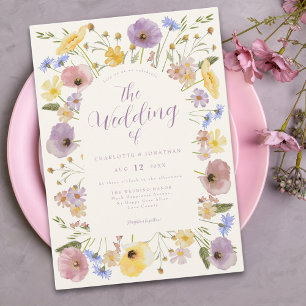Convite de Casamento Boho Wildflower Pastel