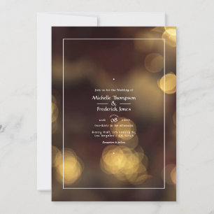 Convite de Casamento Bokeh Dourado