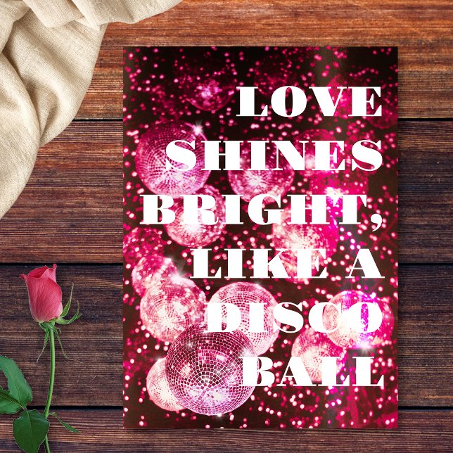 Convite de Casamento Bolas de Discoteca Brilhantes (Front)