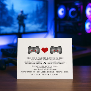 Convite de casamento bonito vermelho do Gamer
