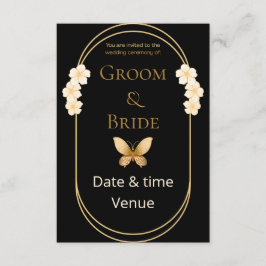 Convite de Casamento Borboleta Dourada Elegante