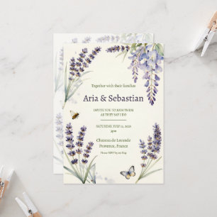 Convite de Casamento Borboleta Lavanda Wisteria Pr