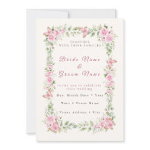 Convite de Casamento Borboleta Rosa Boho - Aquarel