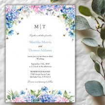 Convite de Casamento Bordado com Hortênsia Azul El