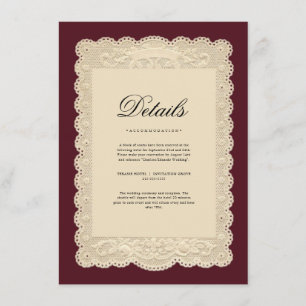 Convite de Casamento Bordeaux com Renda de Papel V
