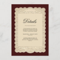 Convite de Casamento Bordeaux com Renda de Papel V