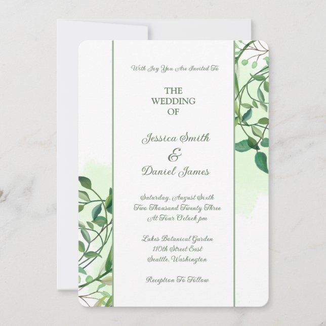 Convite De Casamento Botânico (Frente)