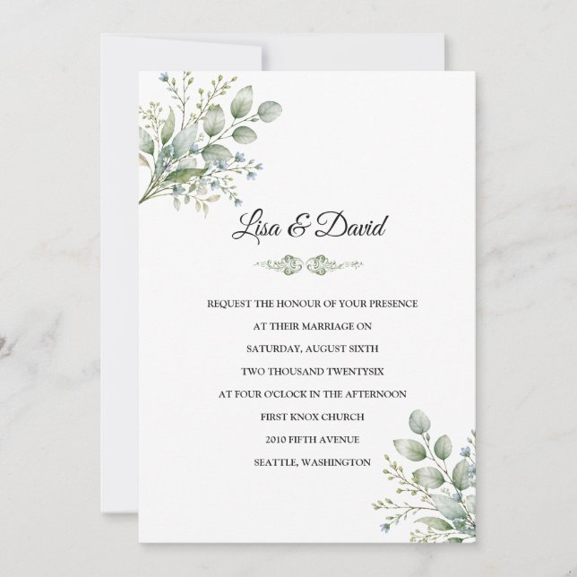 Convite de Casamento Botânico (Frente)