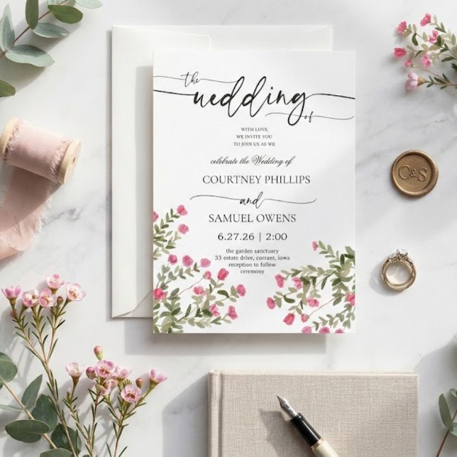 Convite de Casamento Botânico Aquarela (Criador carregado)