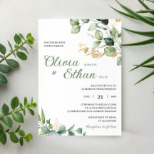 Convite de Casamento Botânico Aquarela Eucalipto V