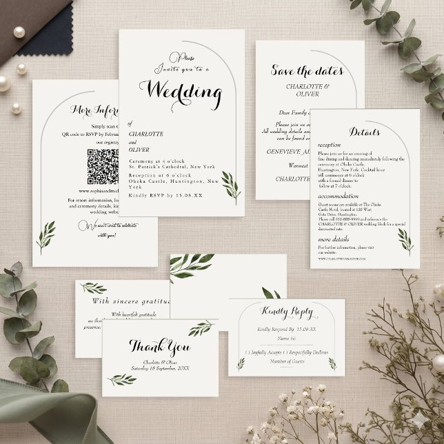 Convite de Casamento Botânico Arco Elegante (Criador carregado)