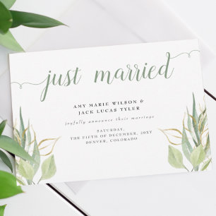 Convite de Casamento Botânico Arejado Verde Rústic