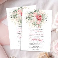 Convite de Casamento Botânico Artístico Rosa Doura