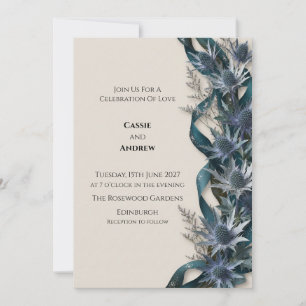 Convite de Casamento Botânico Cardo Azul