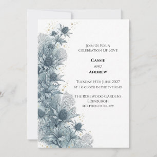 Convite de Casamento Botânico Cardo Azul