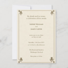 Convite de Casamento Botânico Cardo Sage Marfim