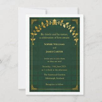 Convite de Casamento Botânico Cardo Verde Escuro
