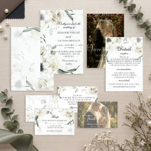 Convite de Casamento Botânico com Folhagem Floral 