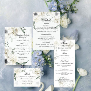 Convite de Casamento Botânico com Folhagem Floral 