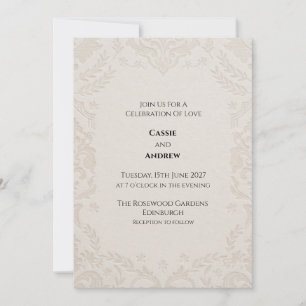 Convite de Casamento Botânico com Renda de Marfim