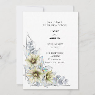 Convite de Casamento Botânico Crystal Hellebore