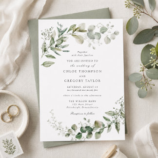 Convite de Casamento Botânico de Eucalipto Elegant