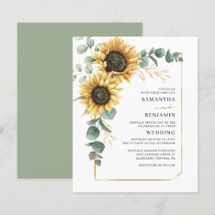 Convite de Casamento Botânico de Girassol Floral