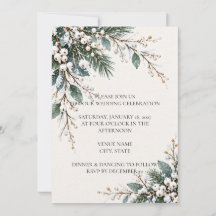 Convite de Casamento Botânico de Inverno
