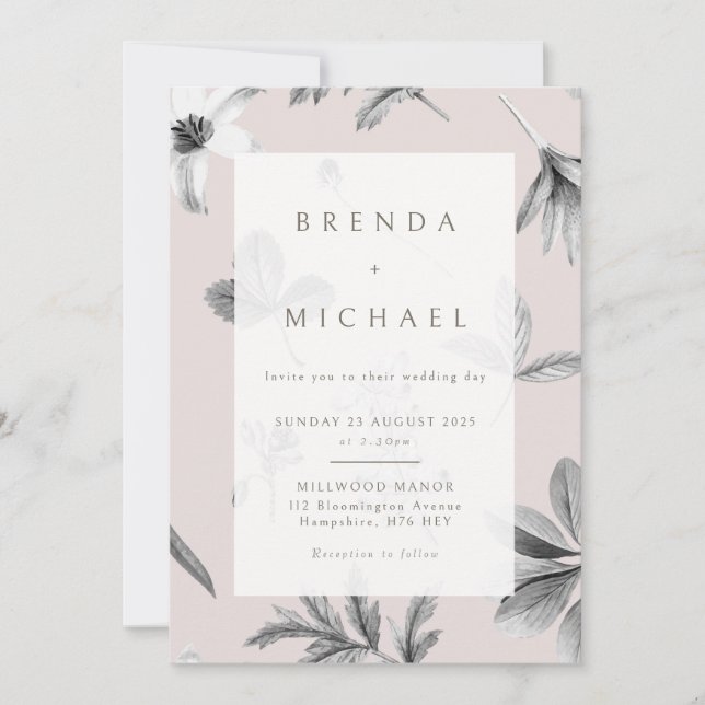 Convite de casamento botânico de Leaf boho (Frente)