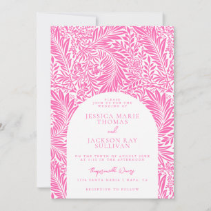 Convite de Casamento Botânico e Floral Rosa Quente