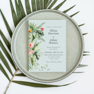Convite de Casamento Botânico Elegância Tropical