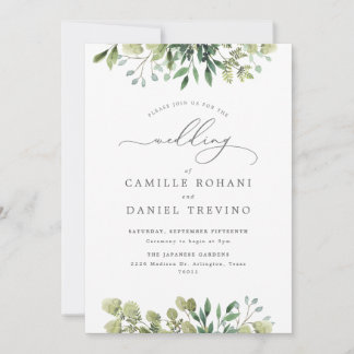 Convite de Casamento Botânico Elegância Verde
