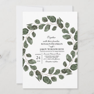 Convite de casamento botânico Elegant Greenery