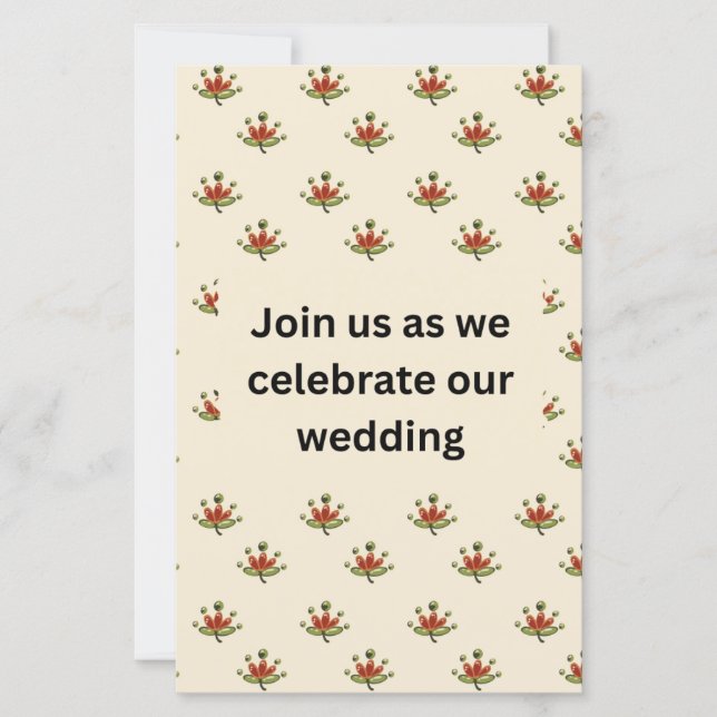Convite de Casamento Botânico Elegante Padrão Flor (Frente)