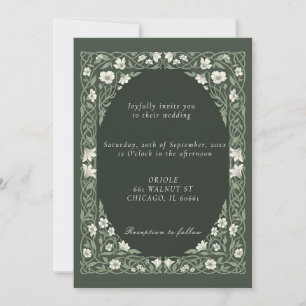 Convite de Casamento Botânico Elegante Tema Verde