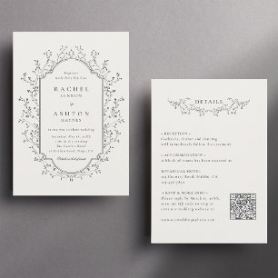 Convite de Casamento Botânico Elegante Tudo em Um