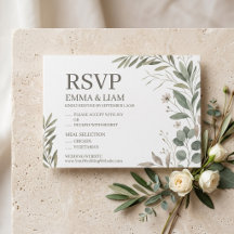 Convite de Casamento Botânico em Verde Salvia | El