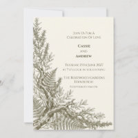 Convite de Casamento Botânico Feto de Oliveira