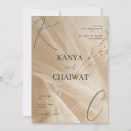 Convite de Casamento Botânico Golden Blush